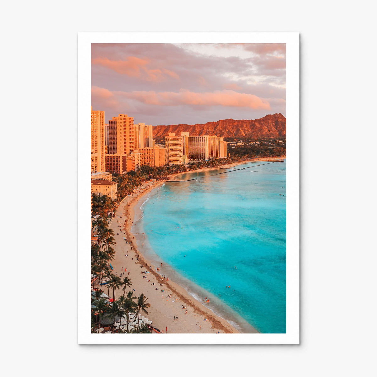Honolulu Photo Poster, print only (unframed), white border