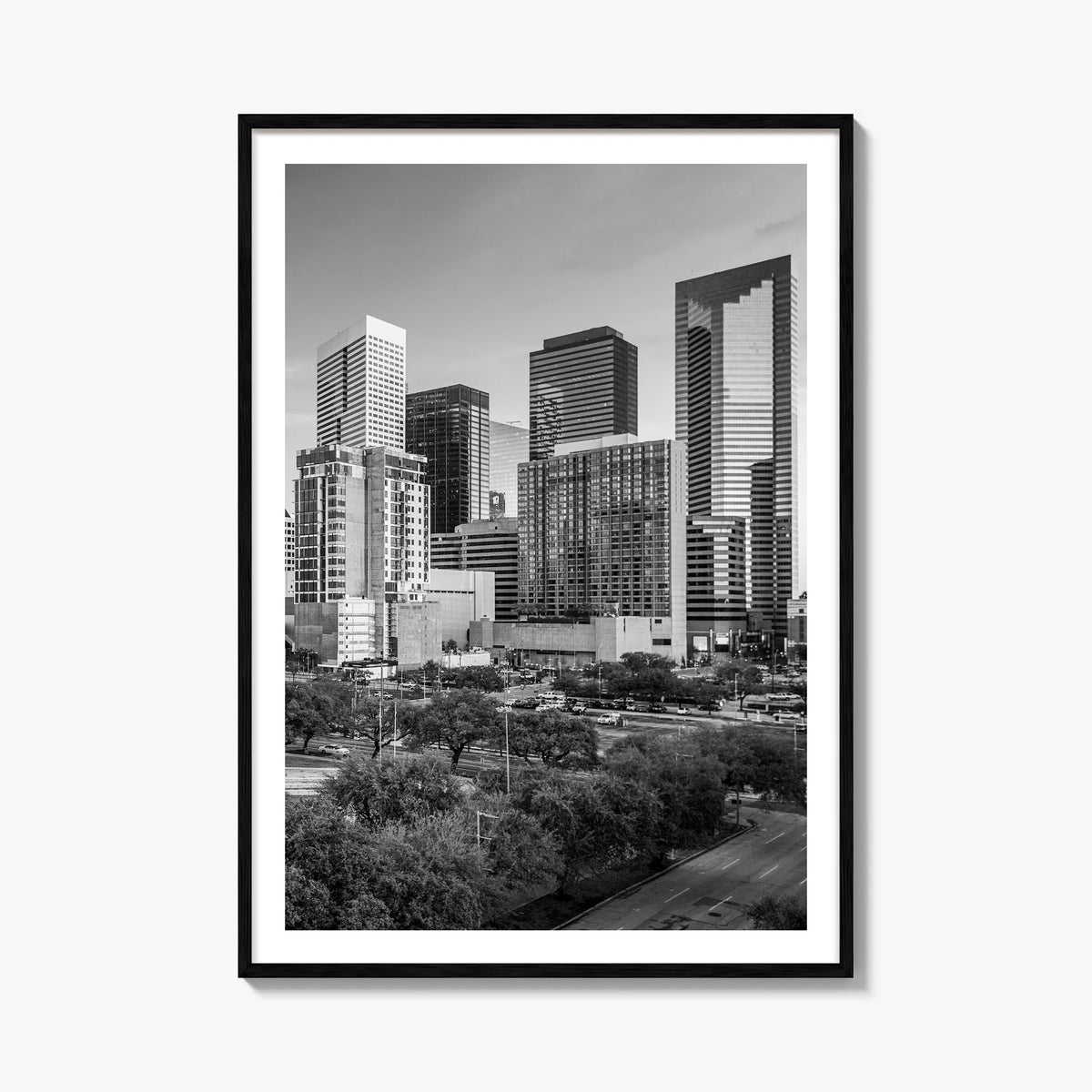 Houston no. 1 black & white photo poster of Texas, USA – vertical wall art, unframed print shown in interior mockup