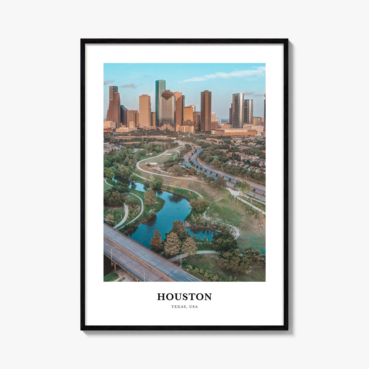 Houston no. 1 colorful classic poster of Texas, USA – vertical wall art, unframed print shown in interior mockup