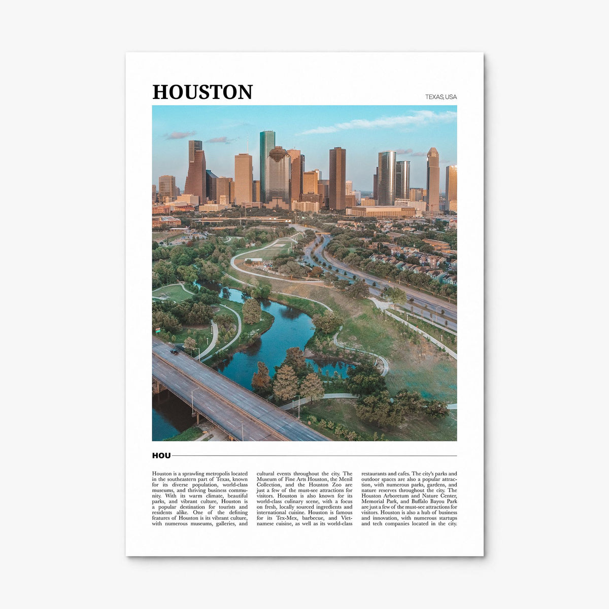 Houston Travel No 1 Poster, print only (unframed)