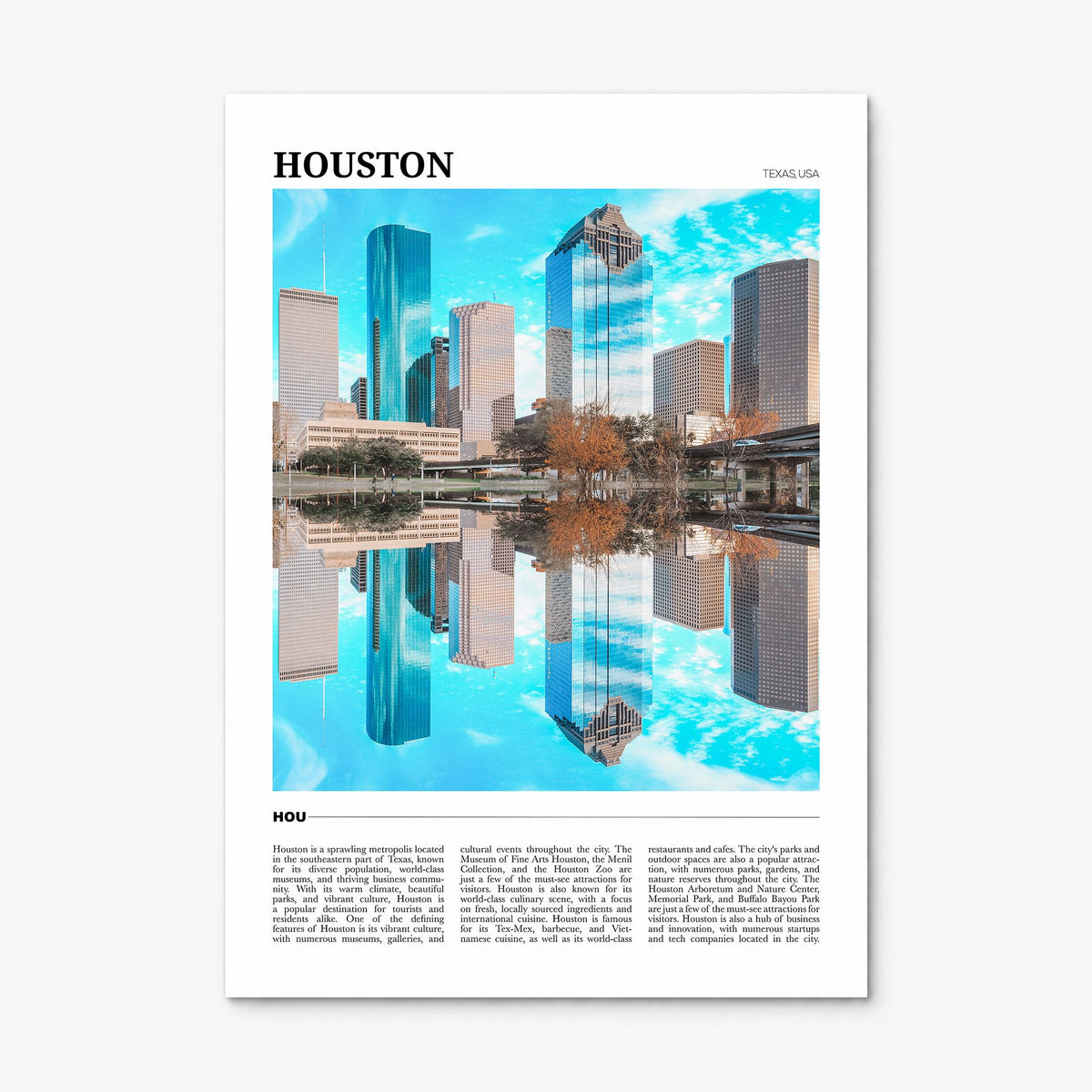 Houston Travel No 2 Poster, print only (unframed)