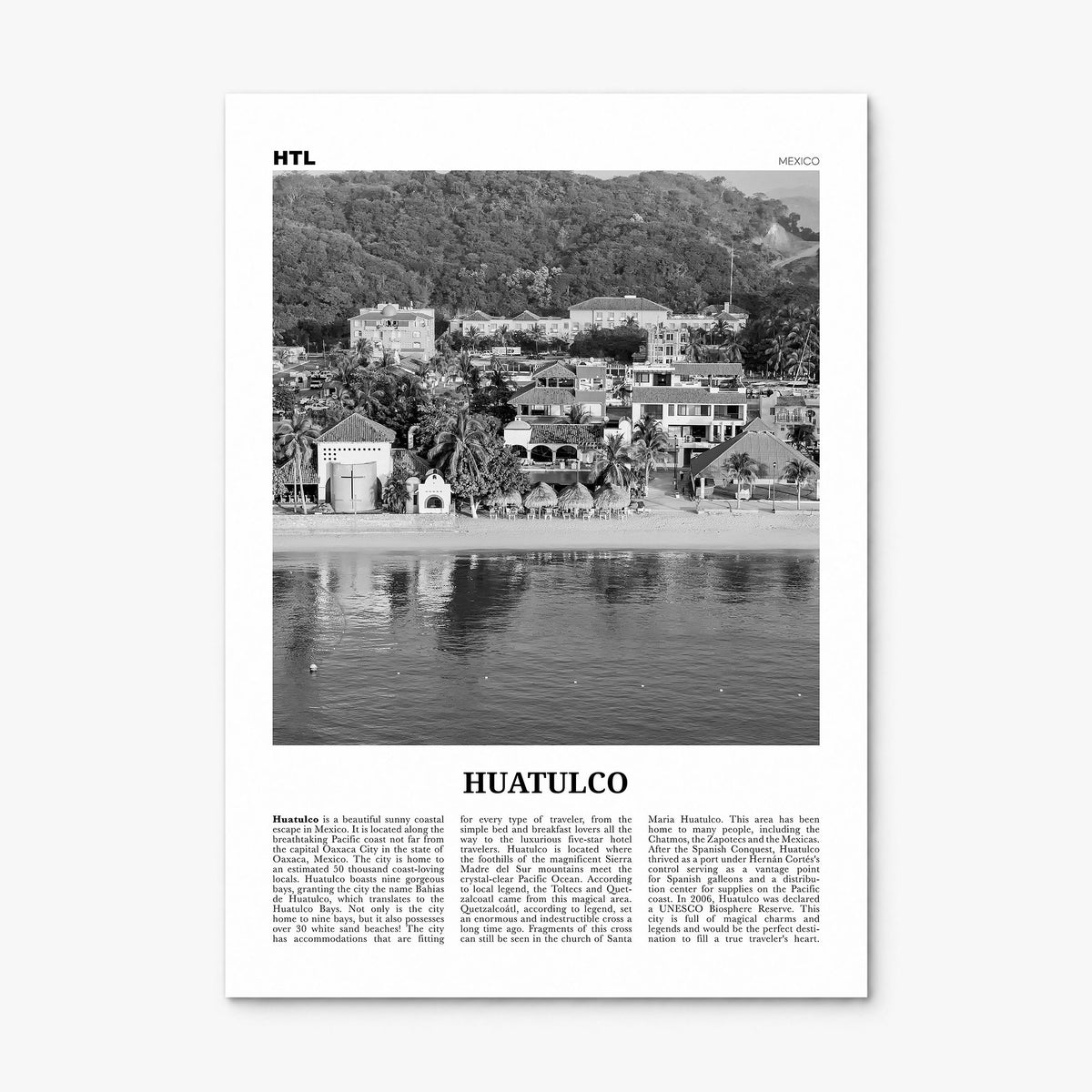Huatulco Newspaper Poster, print only (unframed)