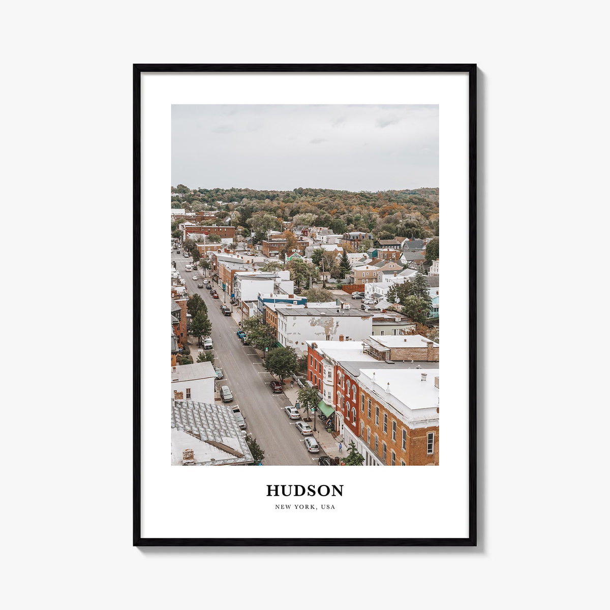Hudson colorful classic poster of Ohio, USA – vertical wall art, unframed print shown in interior mockup