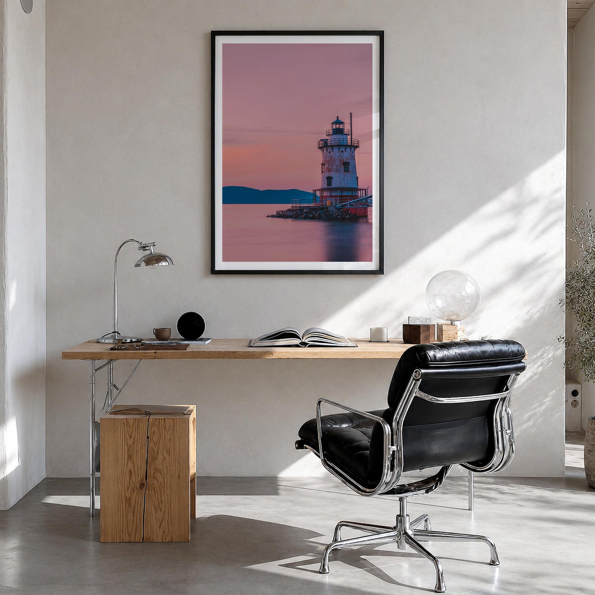Hudson Valley no. 2 colorful photo poster of New York, USA – vertical wall art in black wood frame with white border, hanging