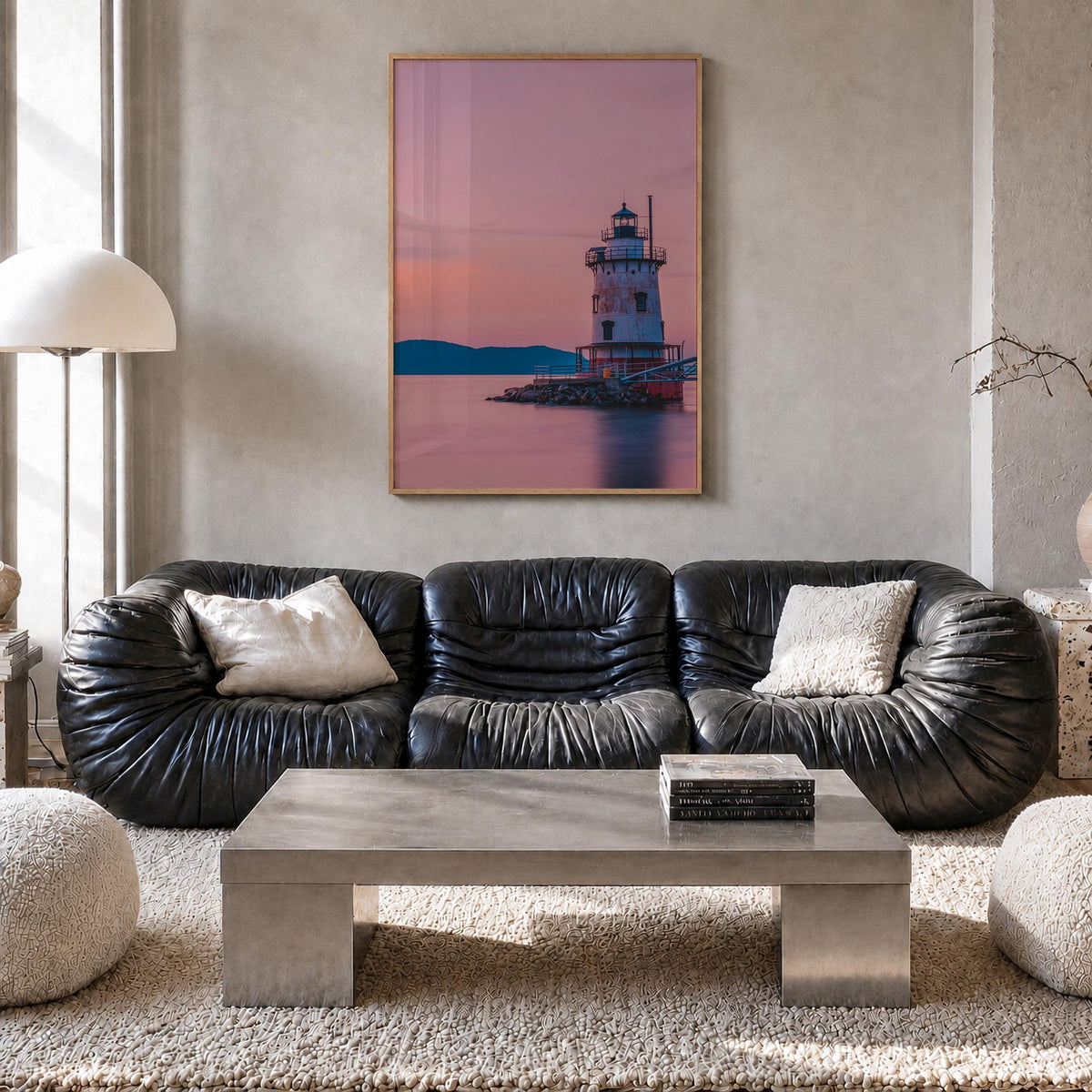 Hudson Valley no. 2 colorful photo poster of New York, USA – vertical wall art in natural wood frame, hanging on wall