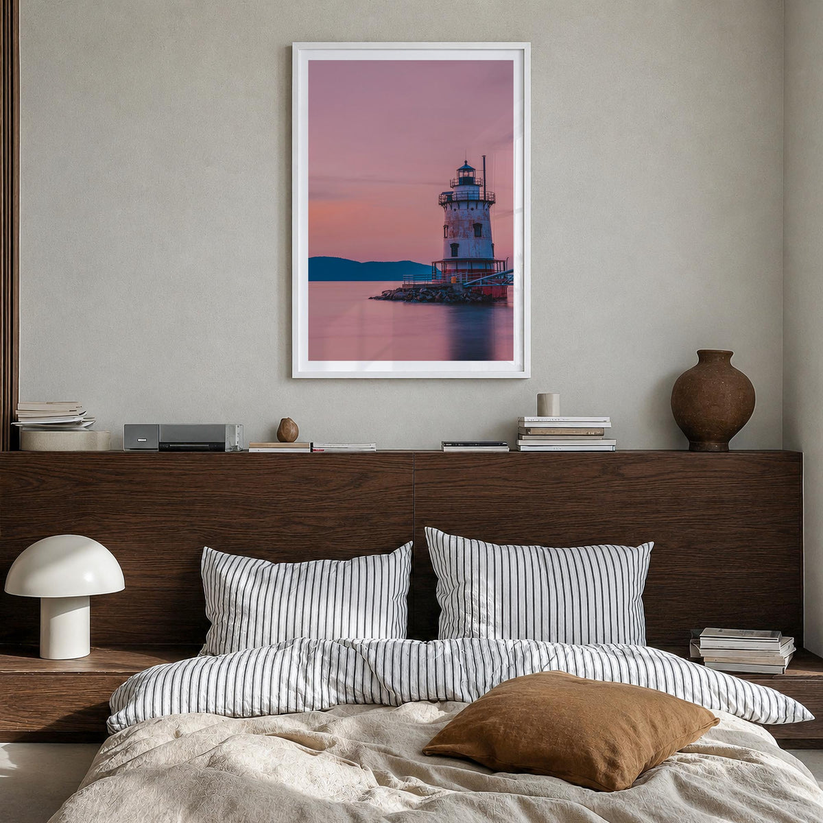 Hudson Valley no. 2 colorful photo poster of New York, USA – vertical wall art in white wood frame with white border, hanging
