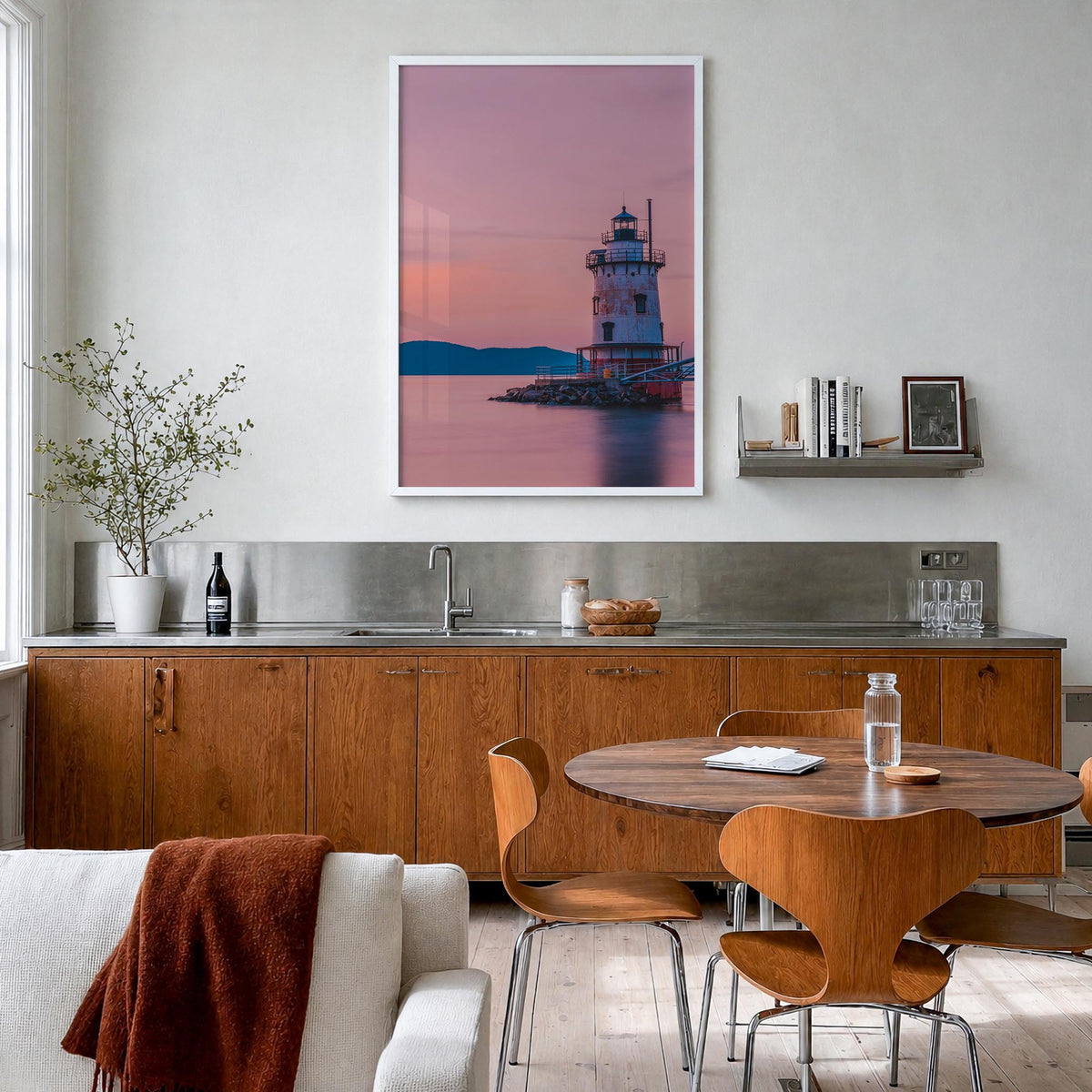 Hudson Valley no. 2 colorful photo poster of New York, USA – vertical wall art in white wood frame, hanging on wall