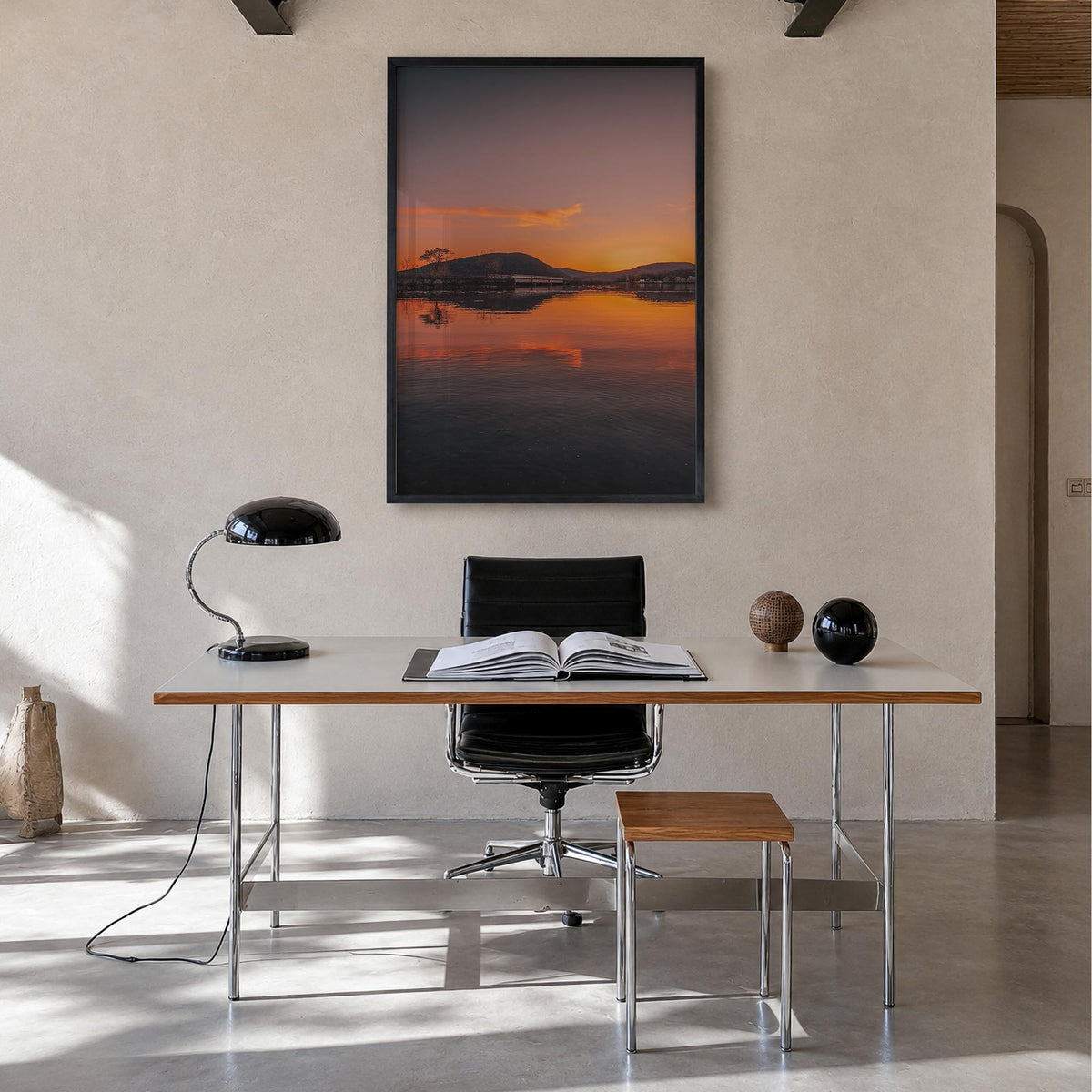 Hudson Valley no. 3 colorful photo poster of New York, USA – vertical wall art in black wood frame, hanging on wall