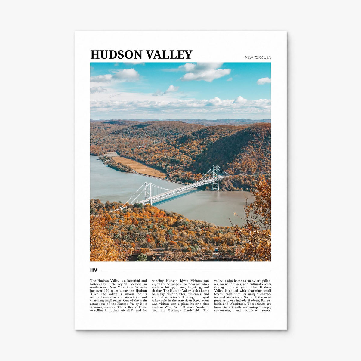 Hudson Valley Travel Poster, print only (unframed)