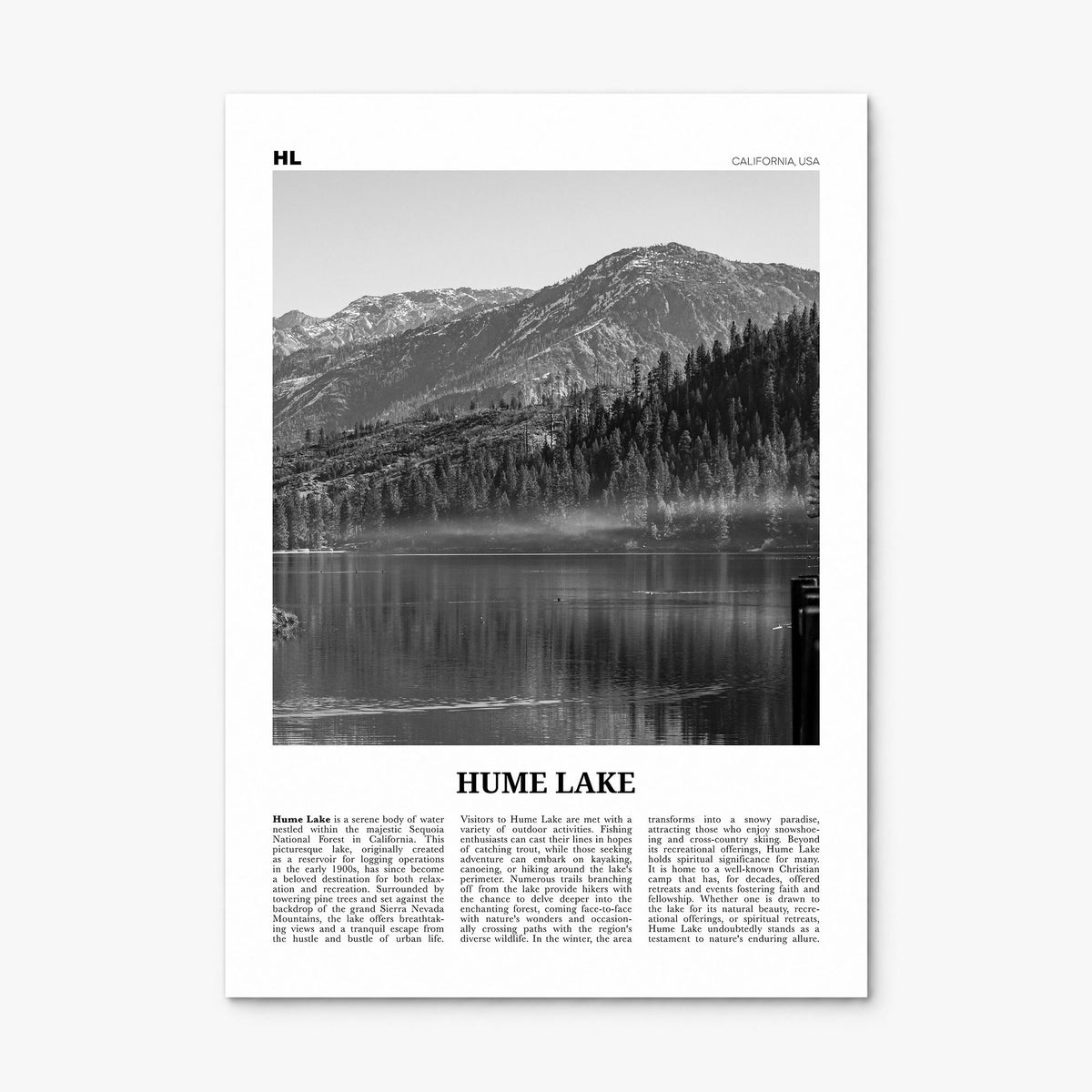 Hume Lake Newspaper Poster, print only (unframed)
