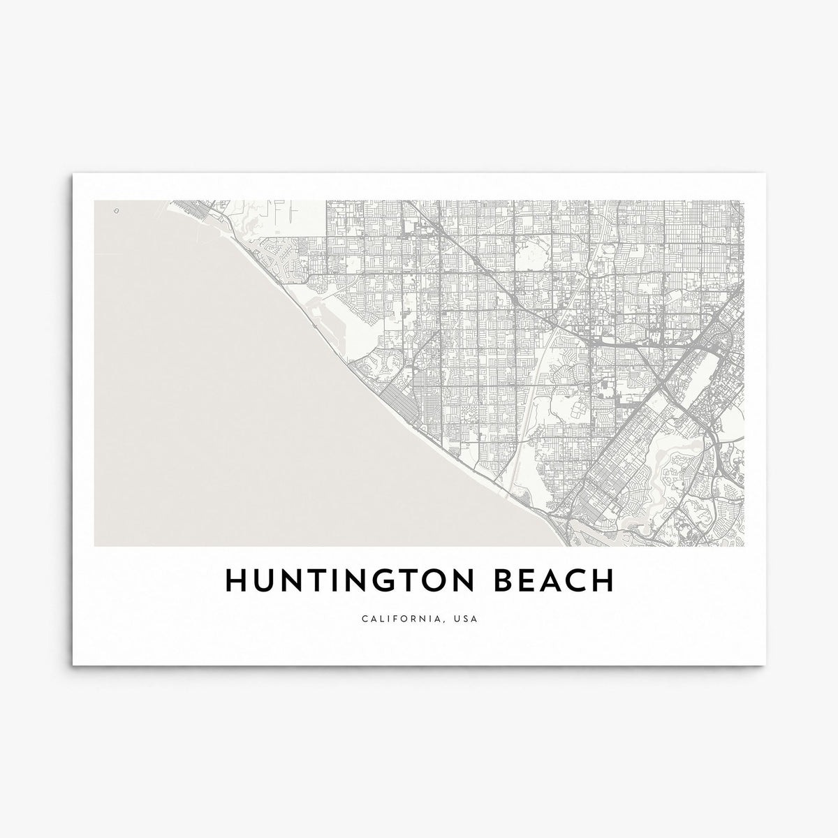 Huntington Beach Map Poster, print only (unframed)