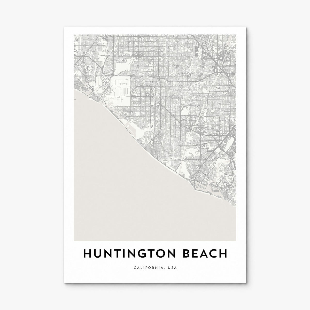 Huntington Beach Map Poster, print only (unframed)