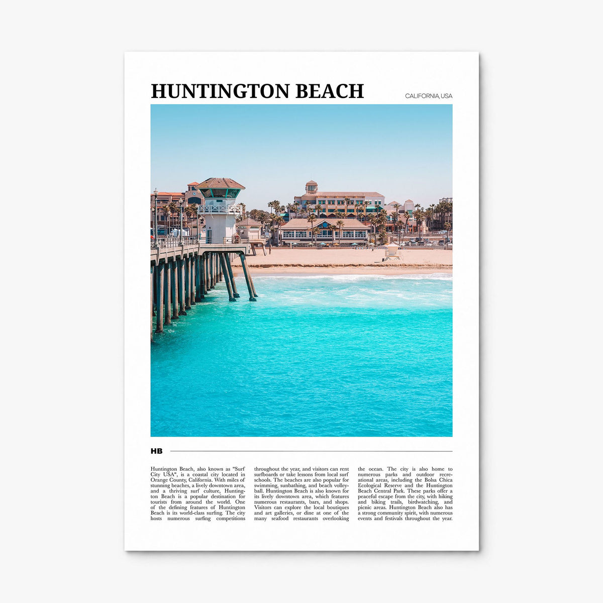Huntington Beach Travel Poster, print only (unframed)