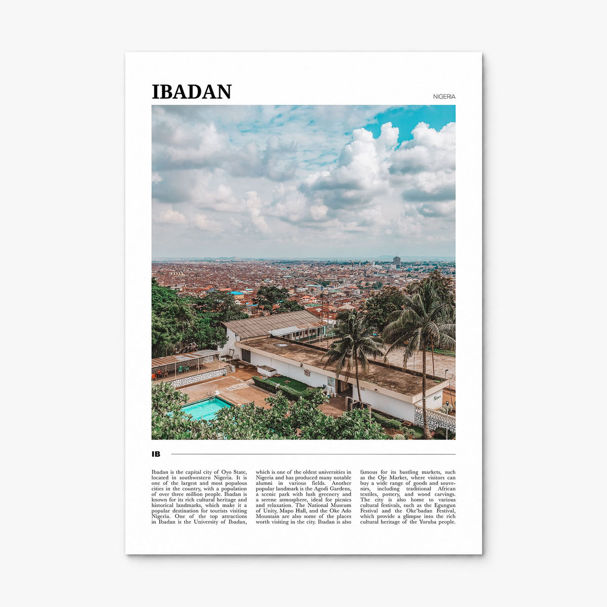 Ibadan Travel Poster, print only (unframed)