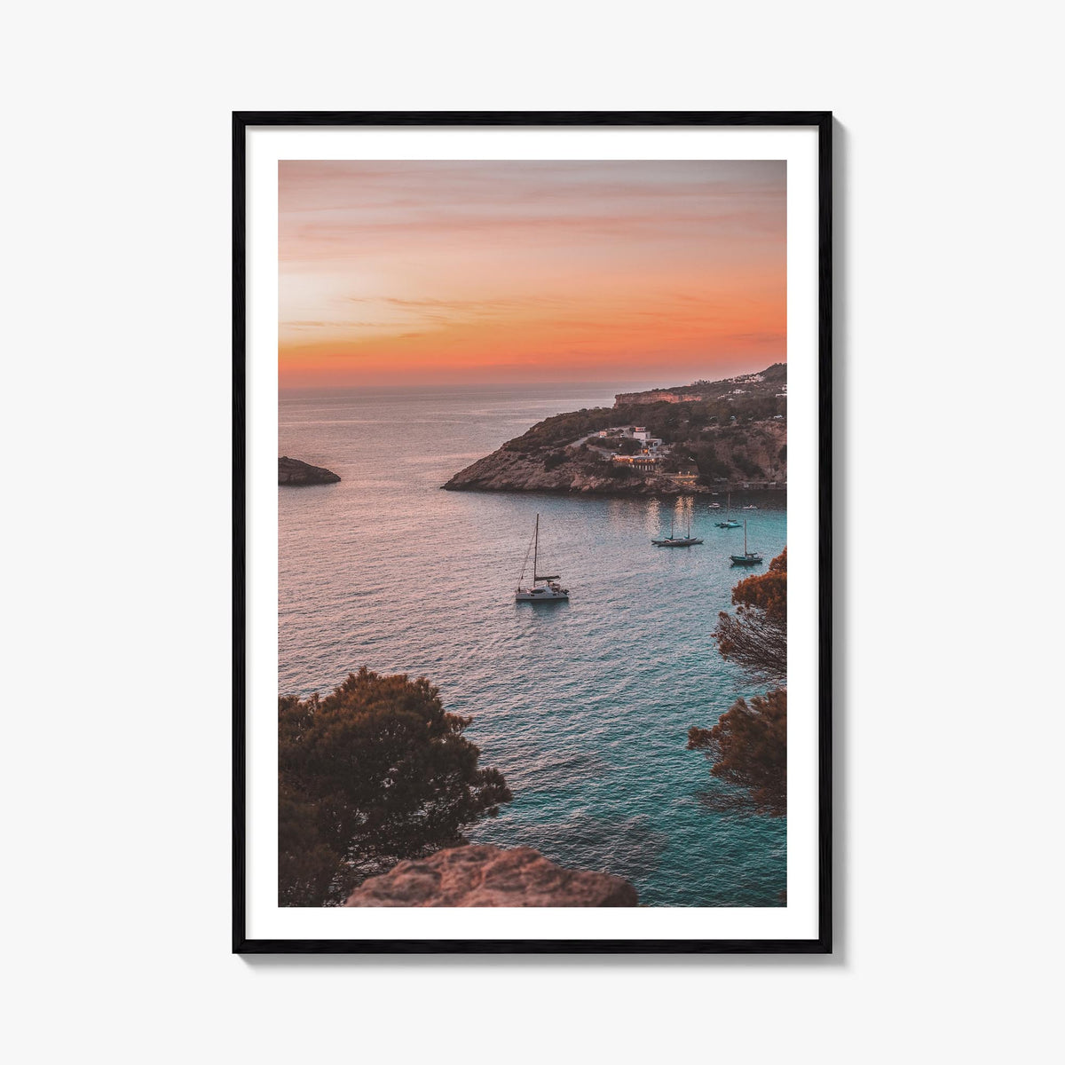 Ibiza colorful photo poster of Spain – vertical wall art, unframed print shown in interior mockup