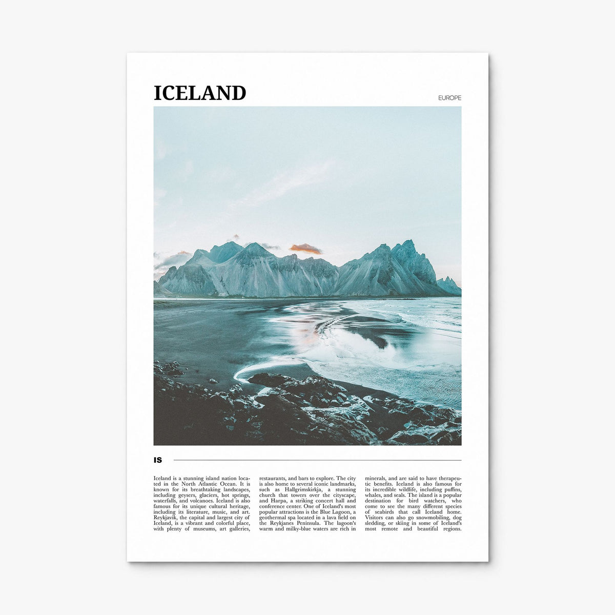 Iceland Travel Poster, print only (unframed)