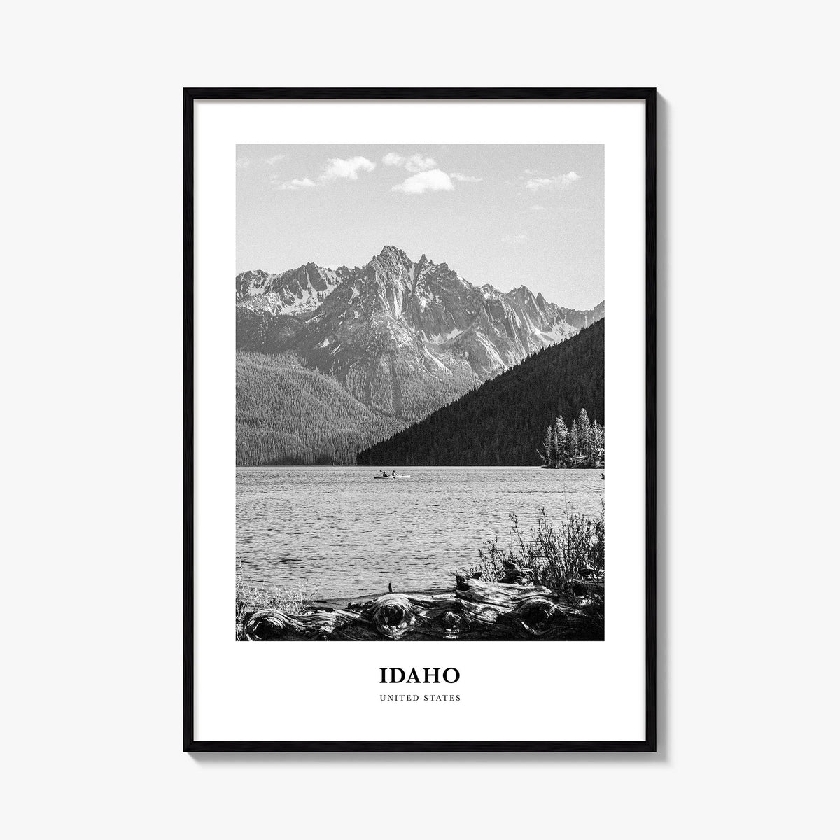 Idaho no. 1 black & white classic poster of United States – vertical wall art, unframed print shown in interior mockup