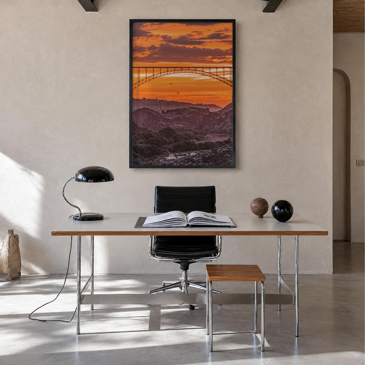 Idaho no. 2 colorful photo poster of United States – vertical wall art in black wood frame, hanging on wall