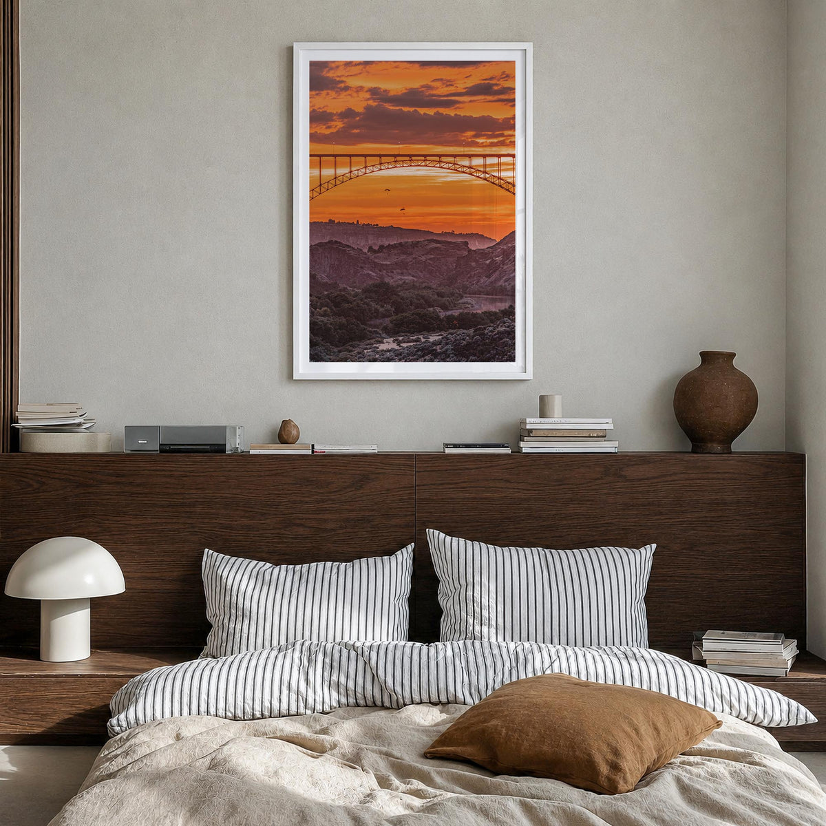 Idaho no. 2 colorful photo poster of United States – vertical wall art in white wood frame with white border, hanging on wall