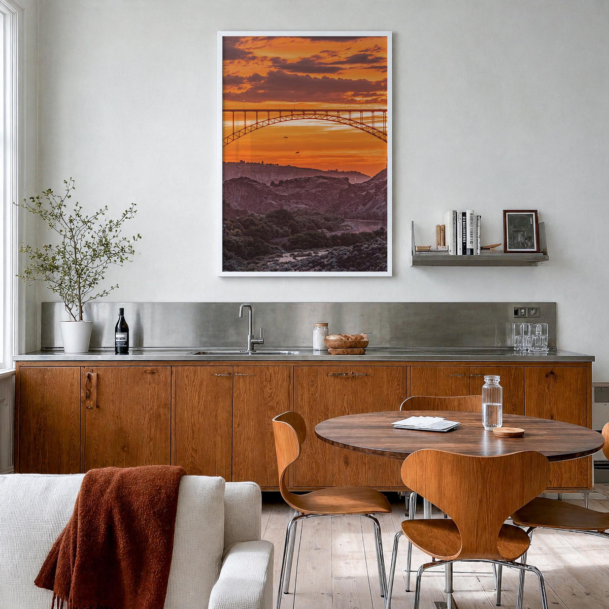 Idaho no. 2 colorful photo poster of United States – vertical wall art in white wood frame, hanging on wall