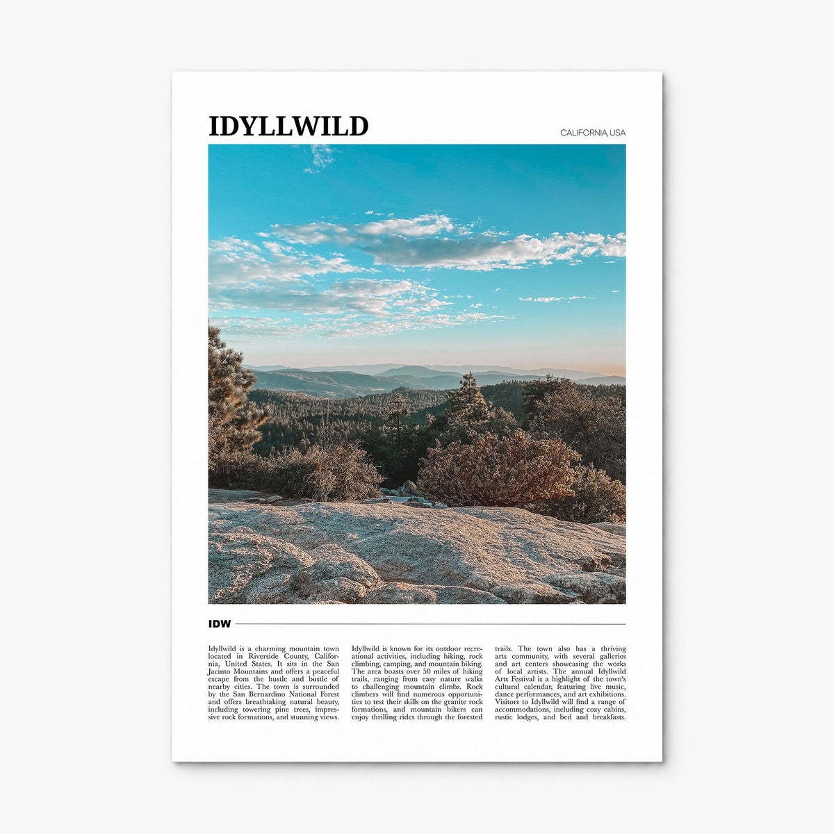 Idyllwild Travel Poster, print only (unframed)