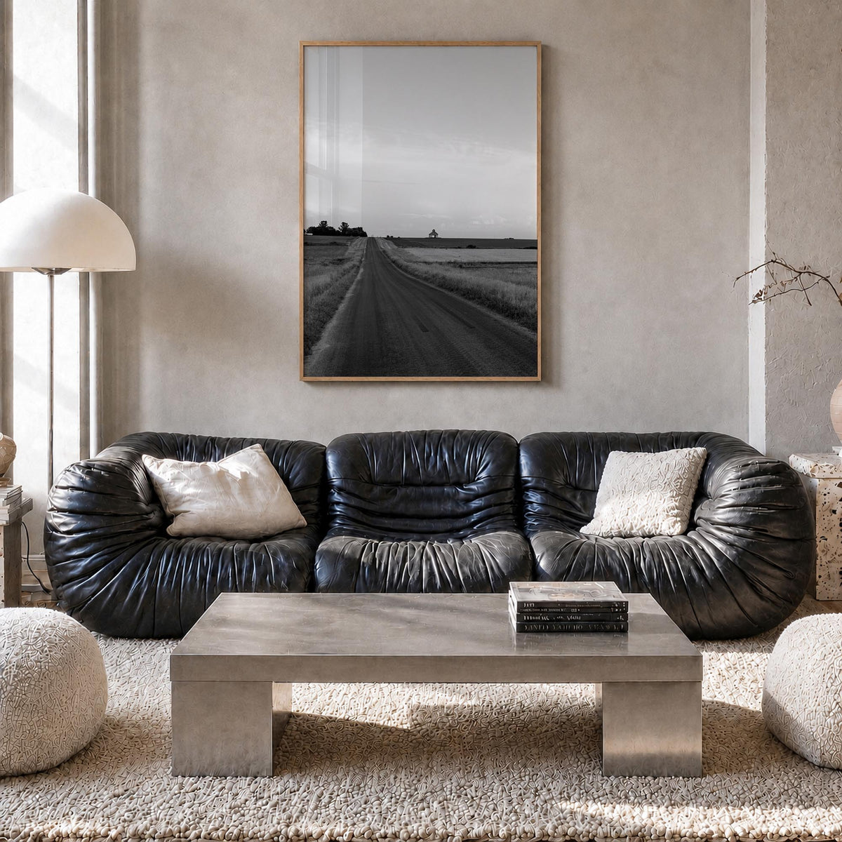 Illinois black & white photo poster of United States – vertical wall art in natural wood frame, hanging on wall