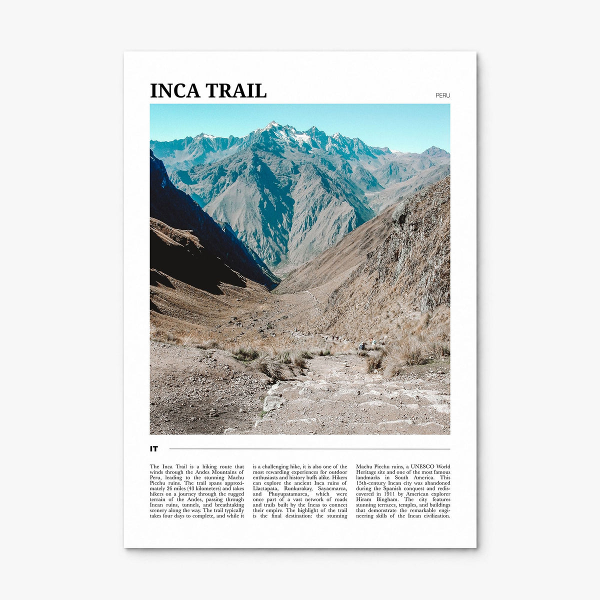 Inca Trail Travel Poster, print only (unframed)