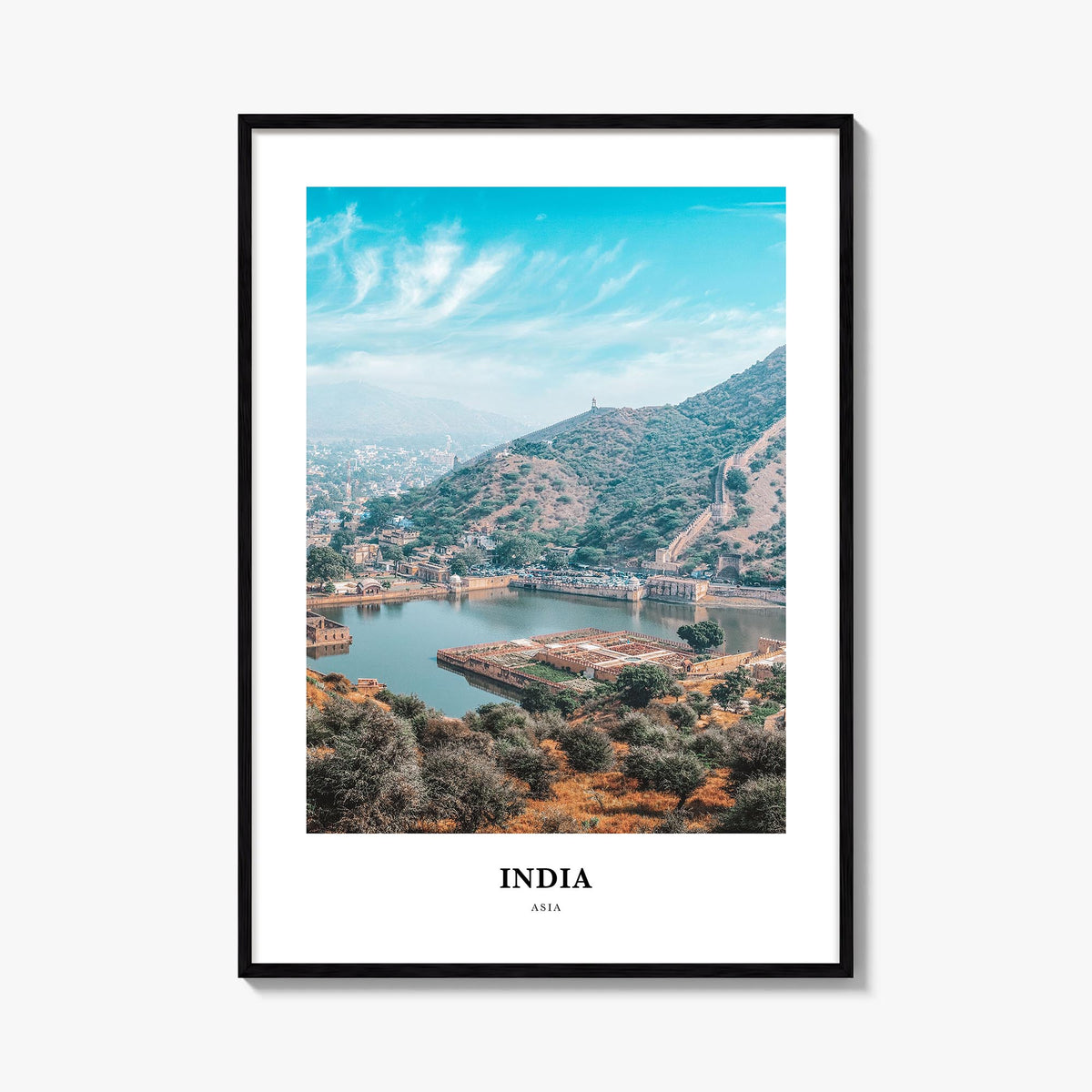 India colorful classic poster of Asia – vertical wall art, unframed print shown in interior mockup
