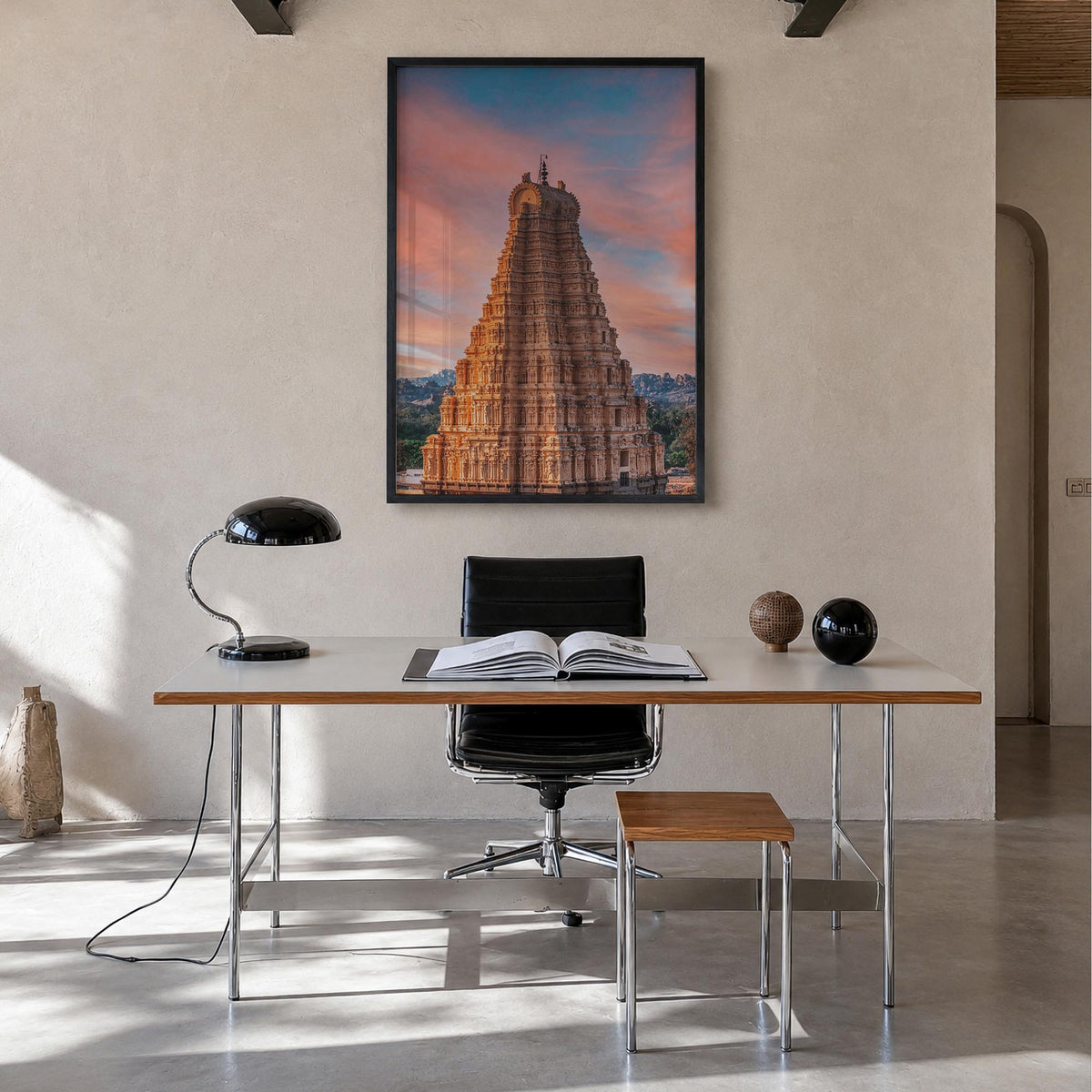 India no. 1 colorful photo poster of Asia – vertical wall art in black wood frame, hanging on wall