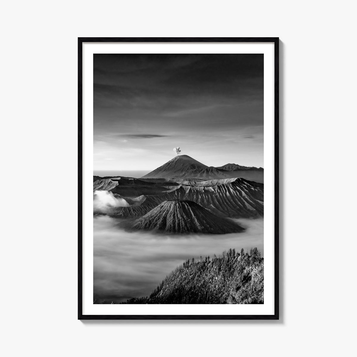 Indonesia black & white photo poster of Asia – vertical wall art, unframed print shown in interior mockup