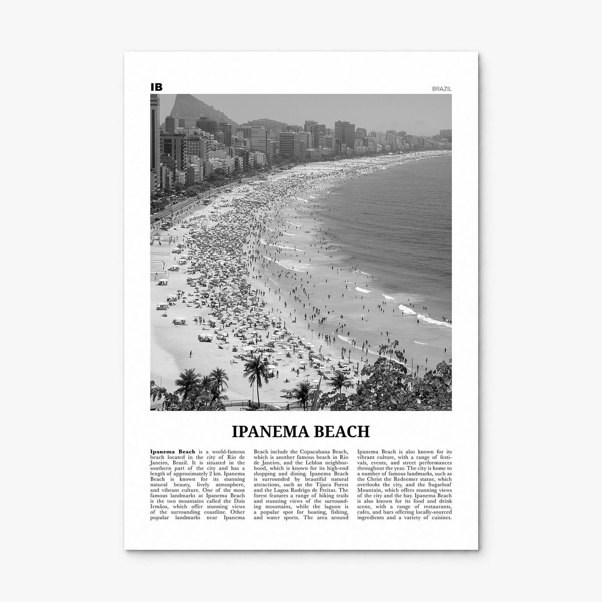 Ipanema Beach Newspaper Poster, print only (unframed)