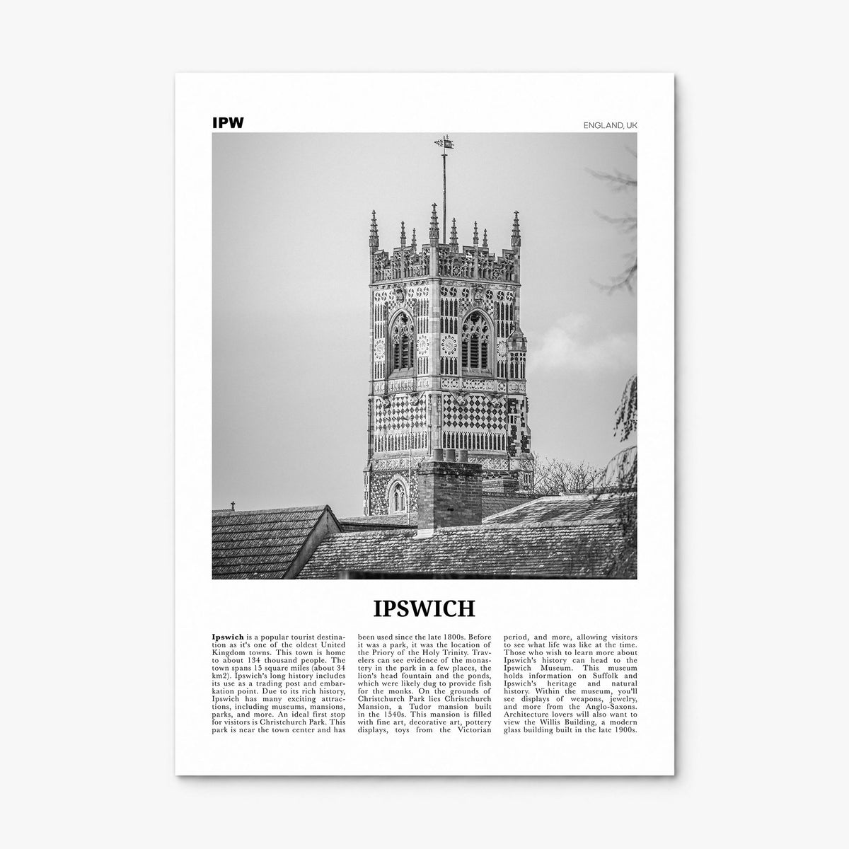 Ipswich Newspaper Poster, print only (unframed)