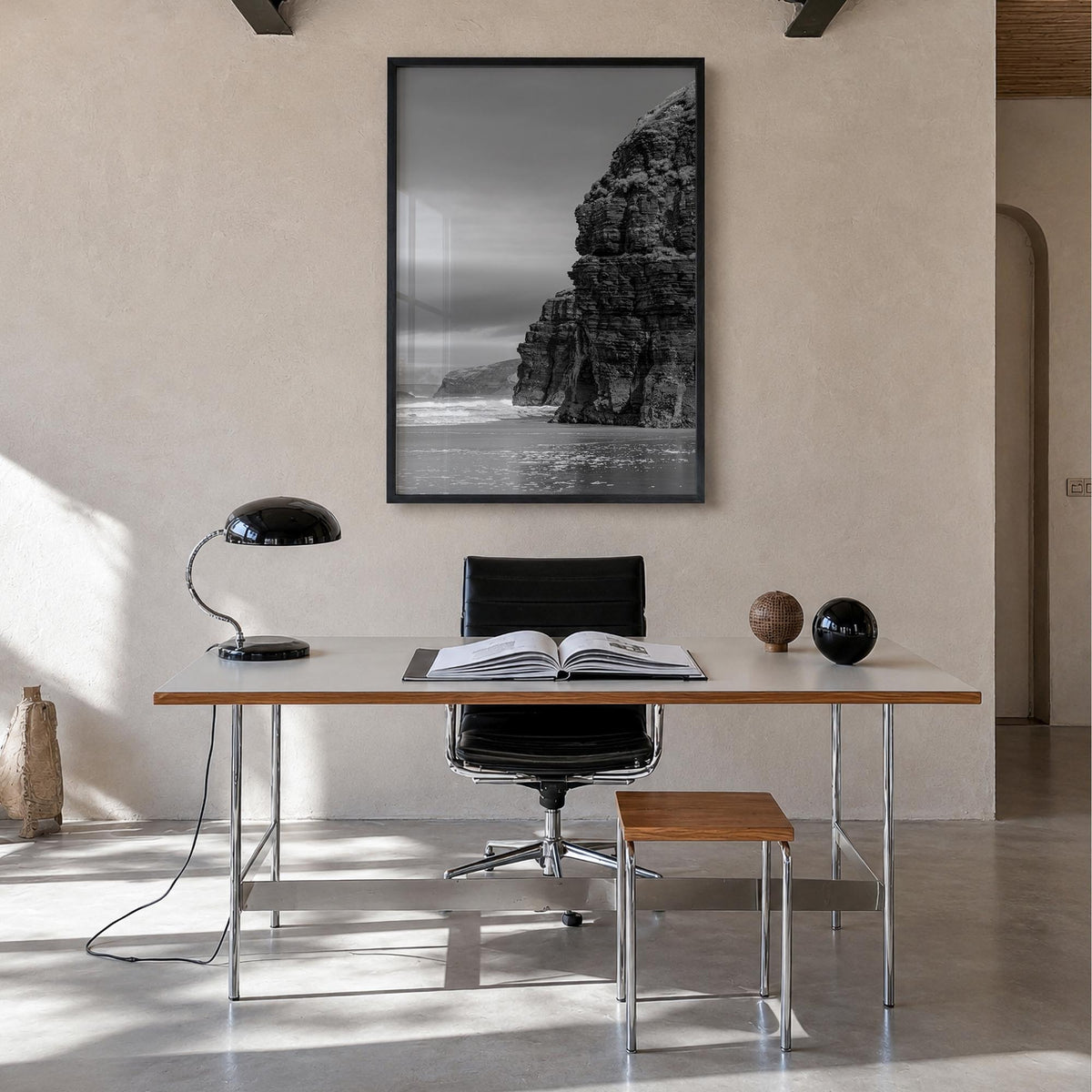 Ireland no. 1 black & white photo poster of Europe – vertical wall art in black wood frame, hanging on wall