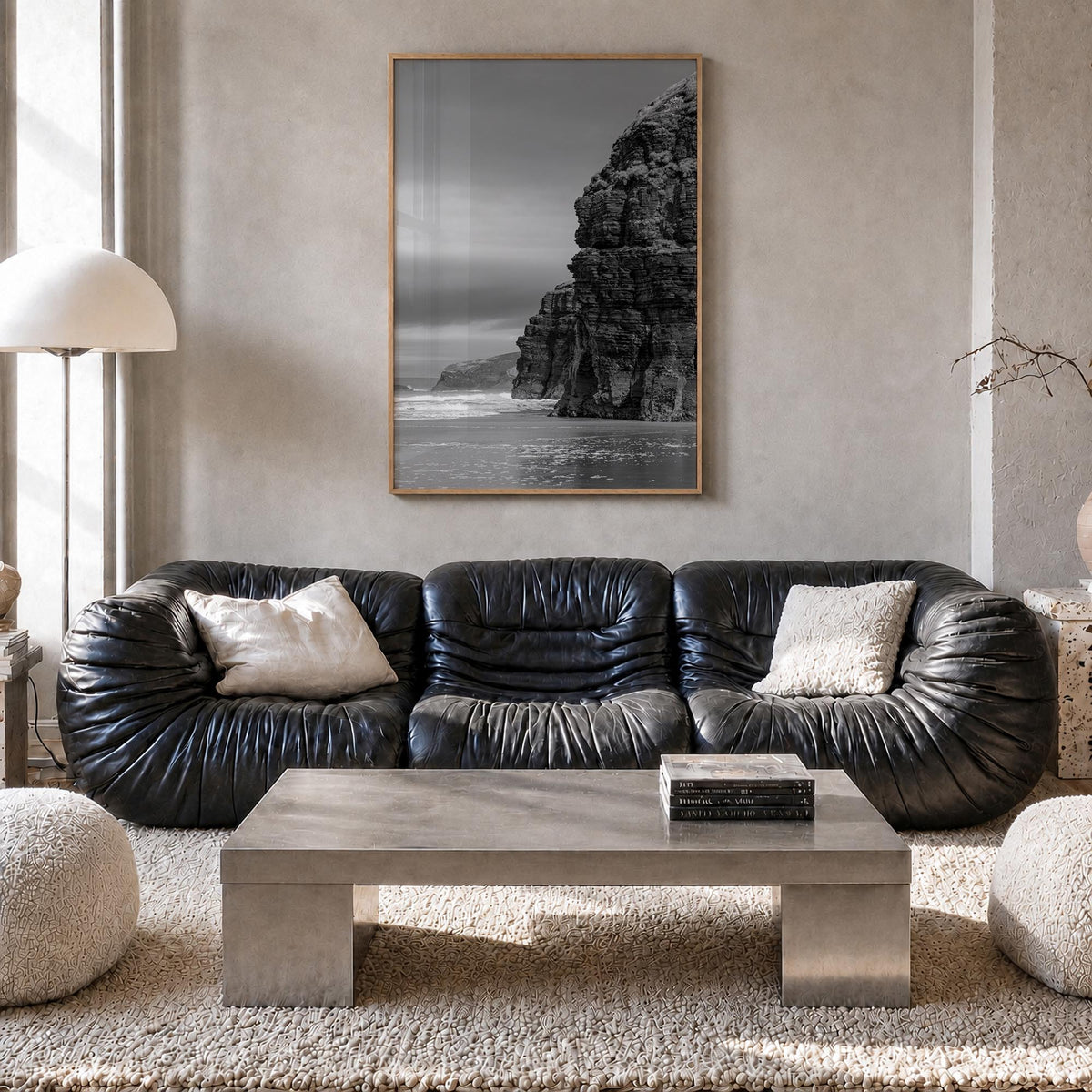 Ireland no. 1 black & white photo poster of Europe – vertical wall art in natural wood frame, hanging on wall