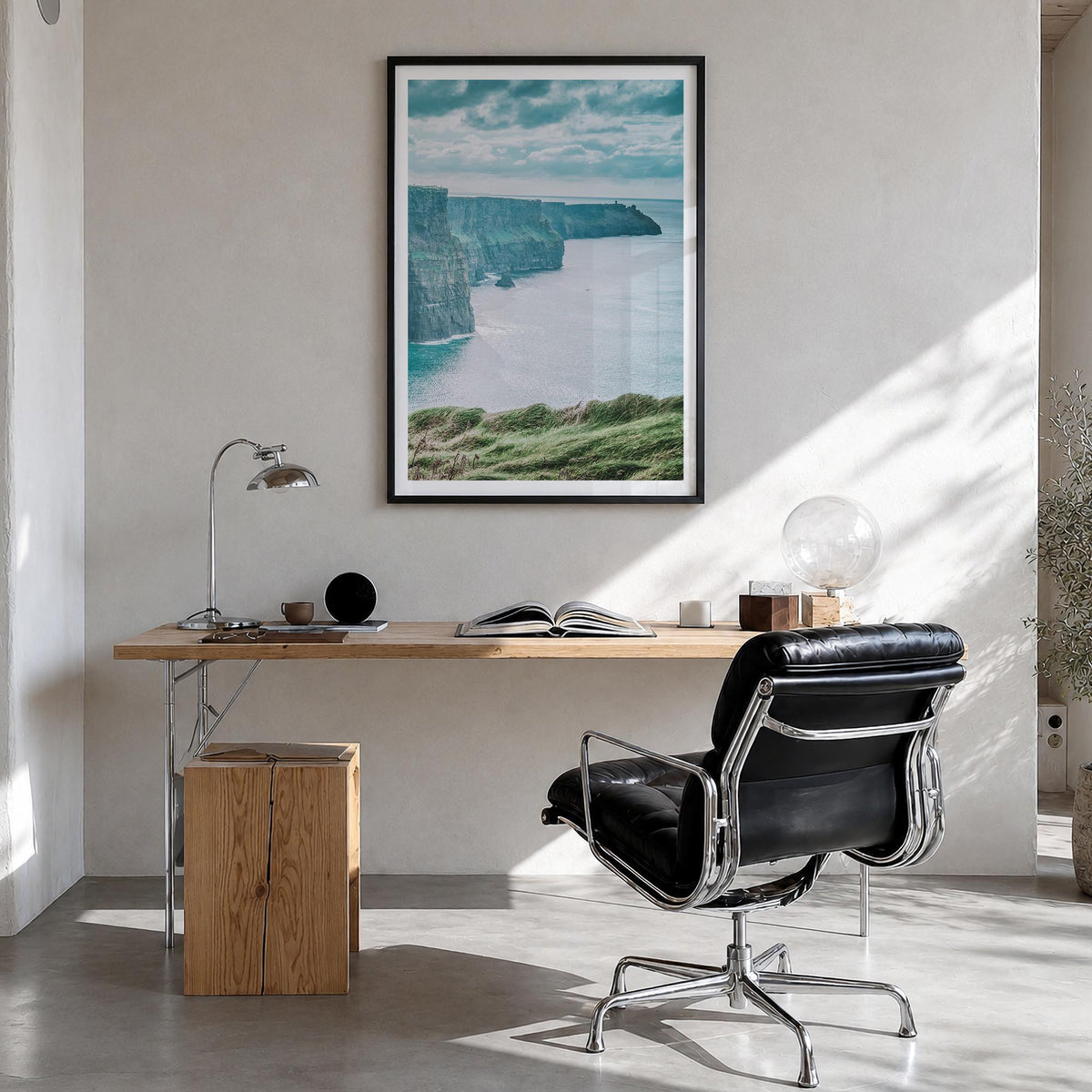 Ireland no. 1 colorful photo poster of Europe – vertical wall art in black wood frame with white border, hanging on wall