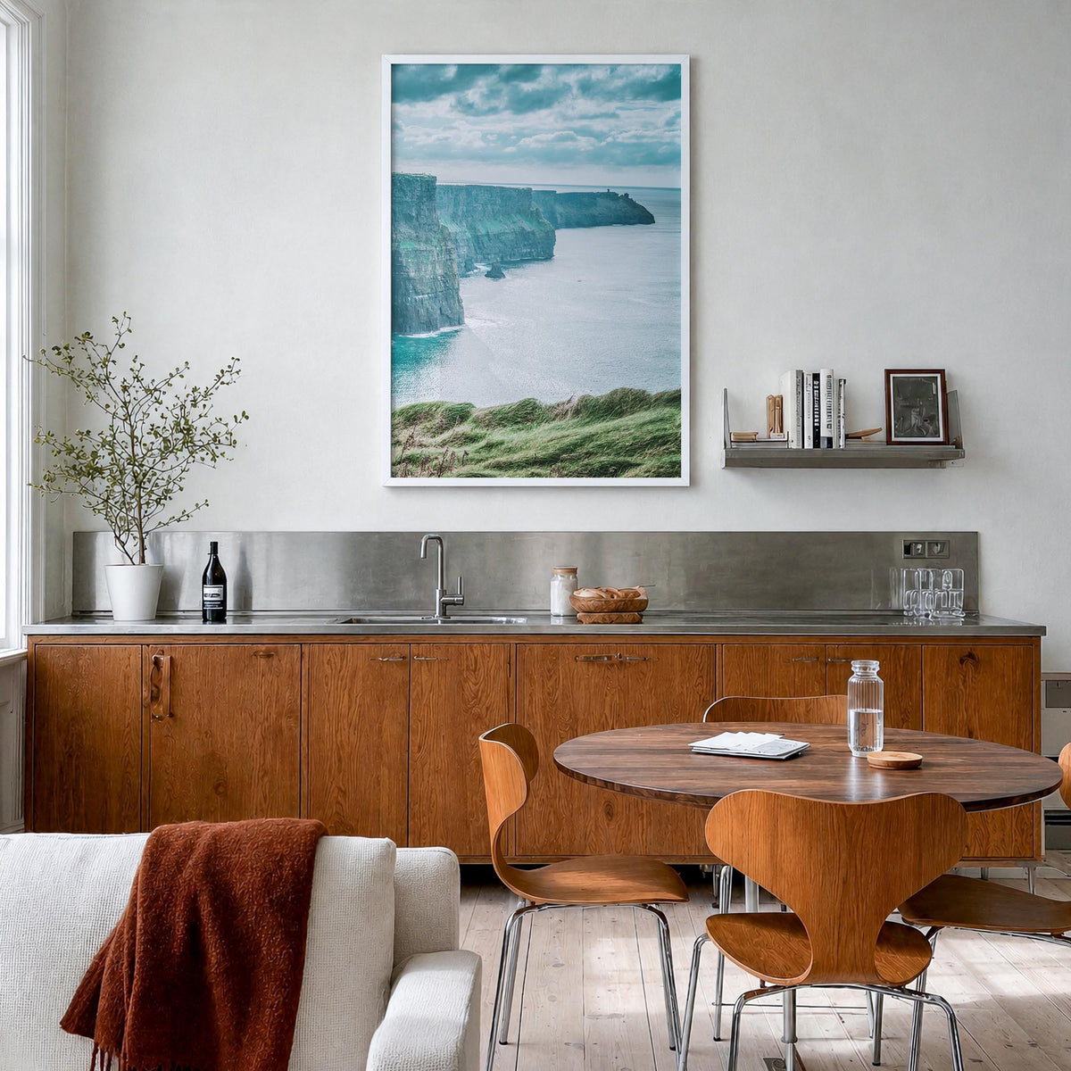 Ireland no. 1 colorful photo poster of Europe – vertical wall art in white wood frame, hanging on wall