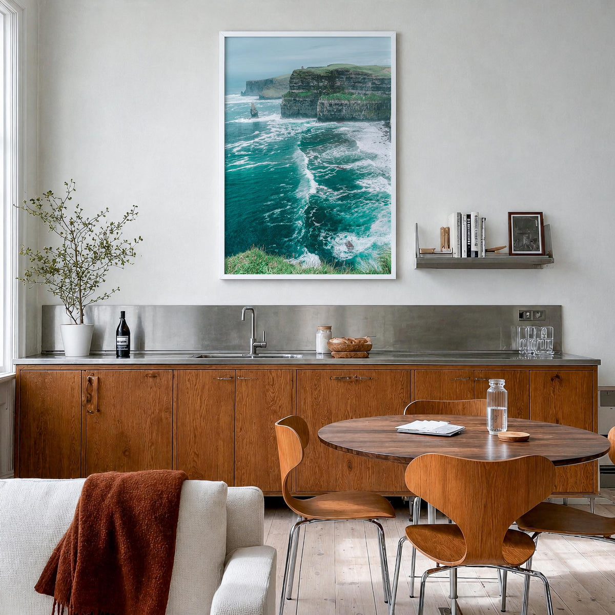 Ireland no. 2 colorful photo poster of Europe – vertical wall art in white wood frame, hanging on wall