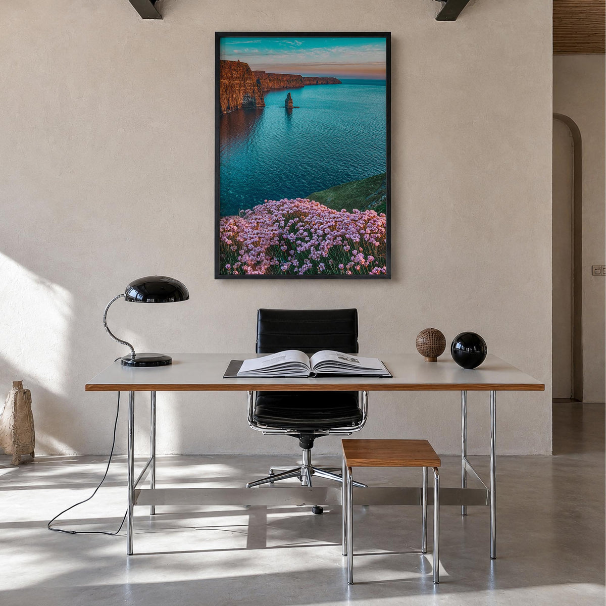 Ireland no. 3 colorful photo poster of Europe – vertical wall art in black wood frame, hanging on wall