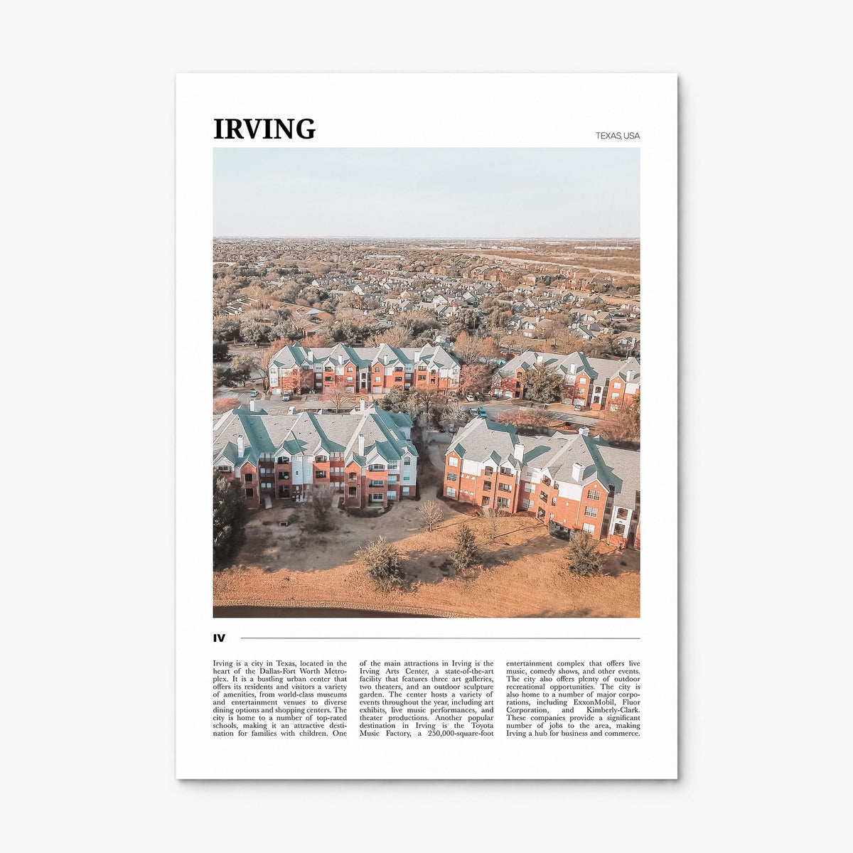 Irving Travel Poster, print only (unframed)