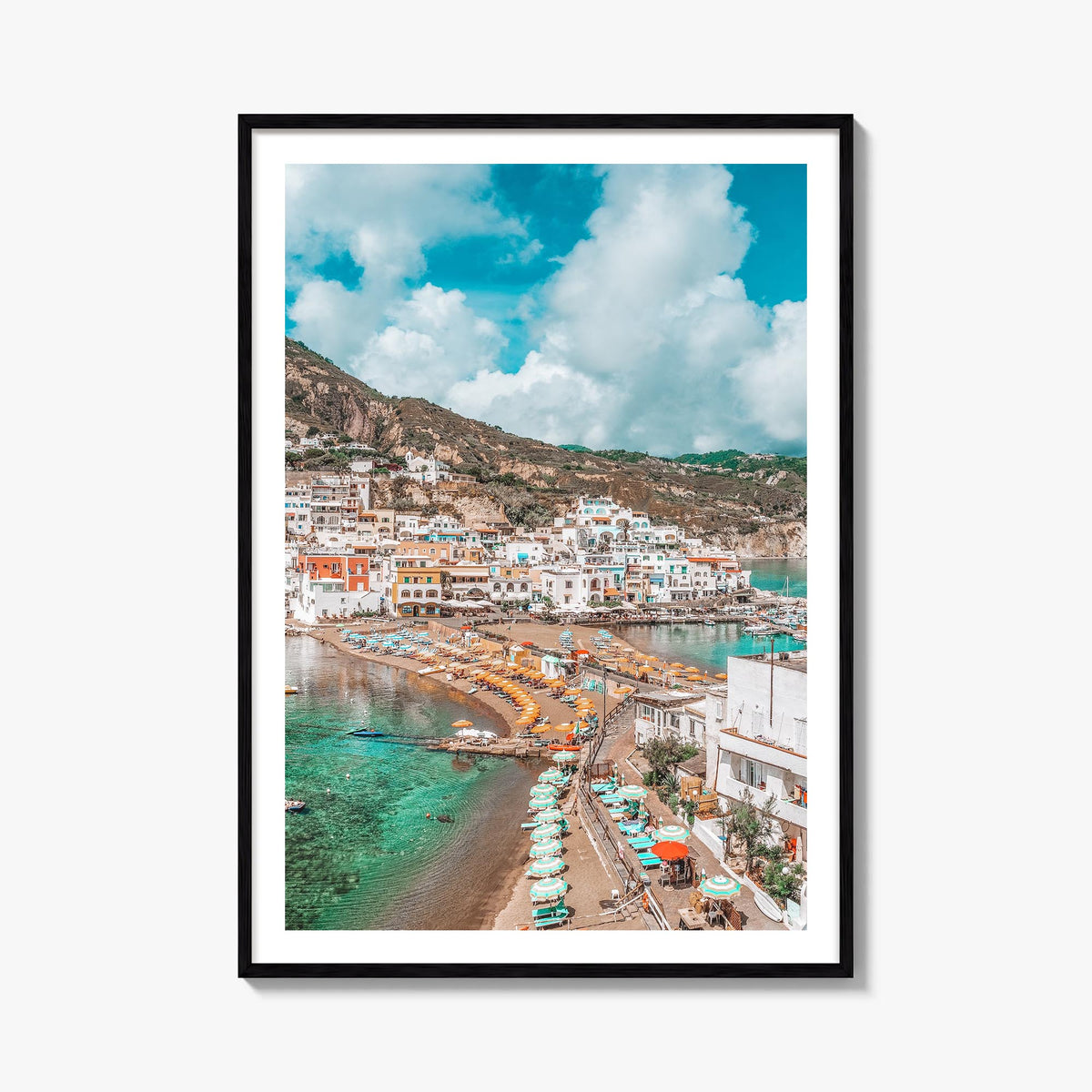 Ischia colorful photo poster of Italy – vertical wall art, unframed print shown in interior mockup