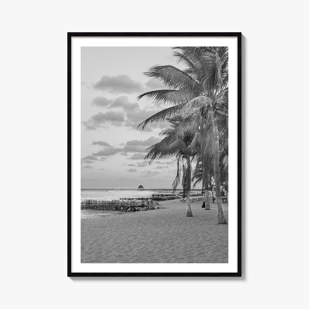Isla Mujeres black & white photo poster of Mexico – vertical wall art, unframed print shown in interior mockup