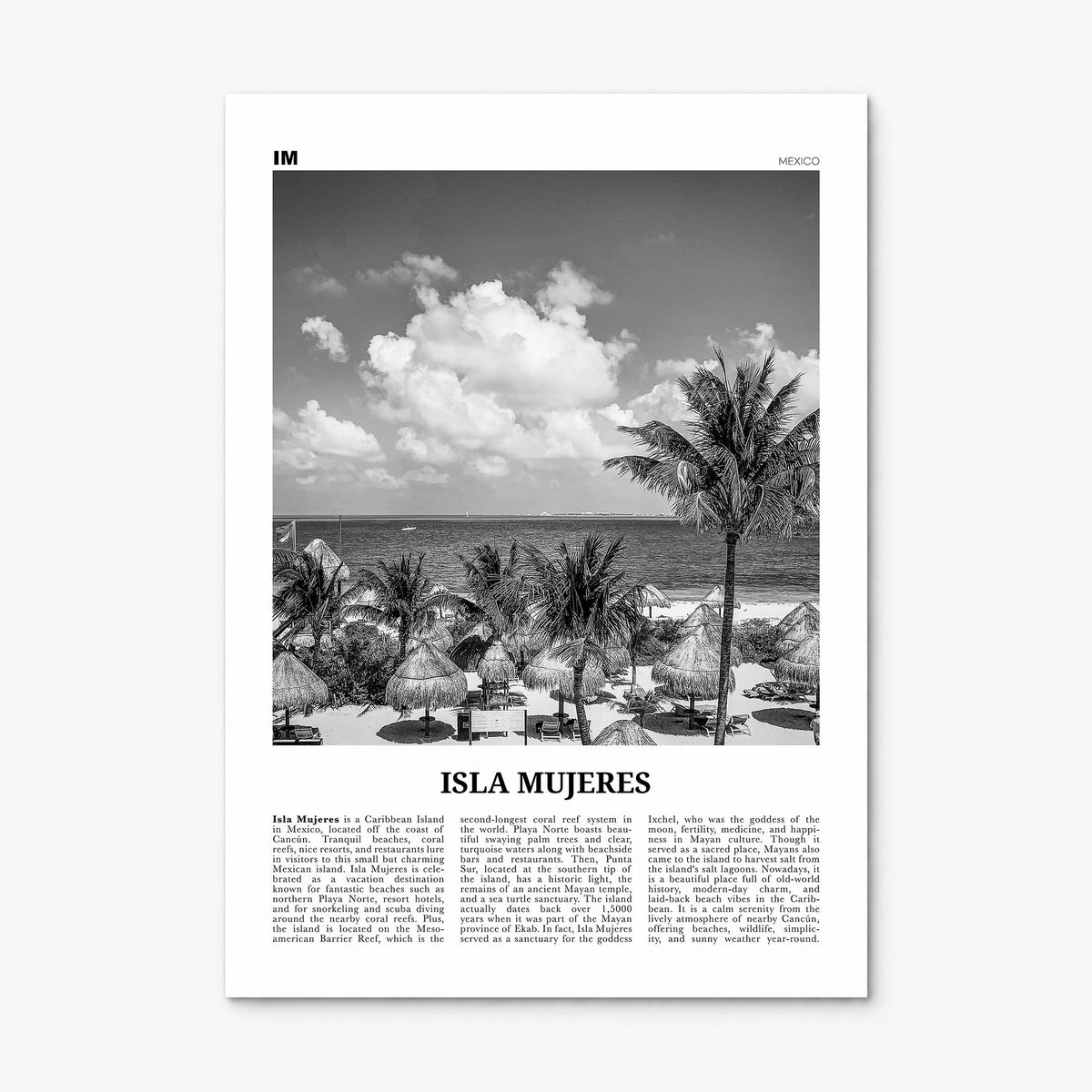 Isla Mujeres Newspaper Poster, print only (unframed)