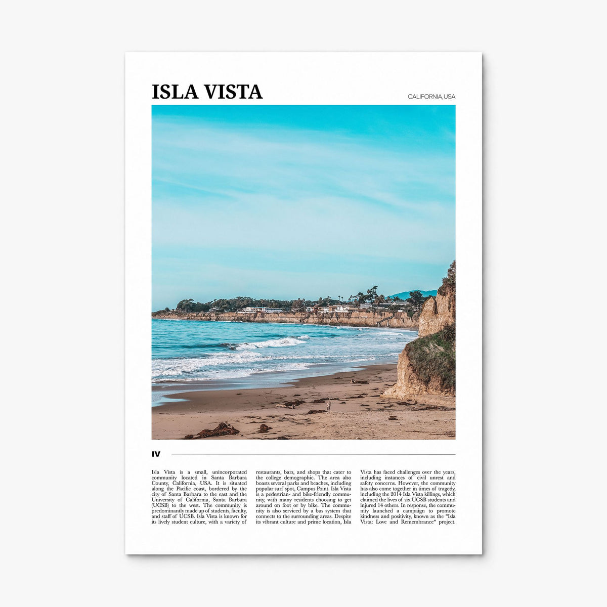 Isla Vista Travel Poster, print only (unframed)