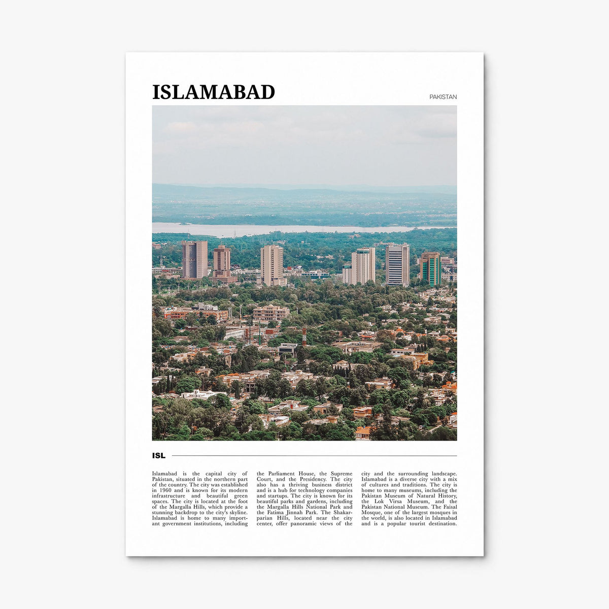 Islamabad Travel Poster, print only (unframed)