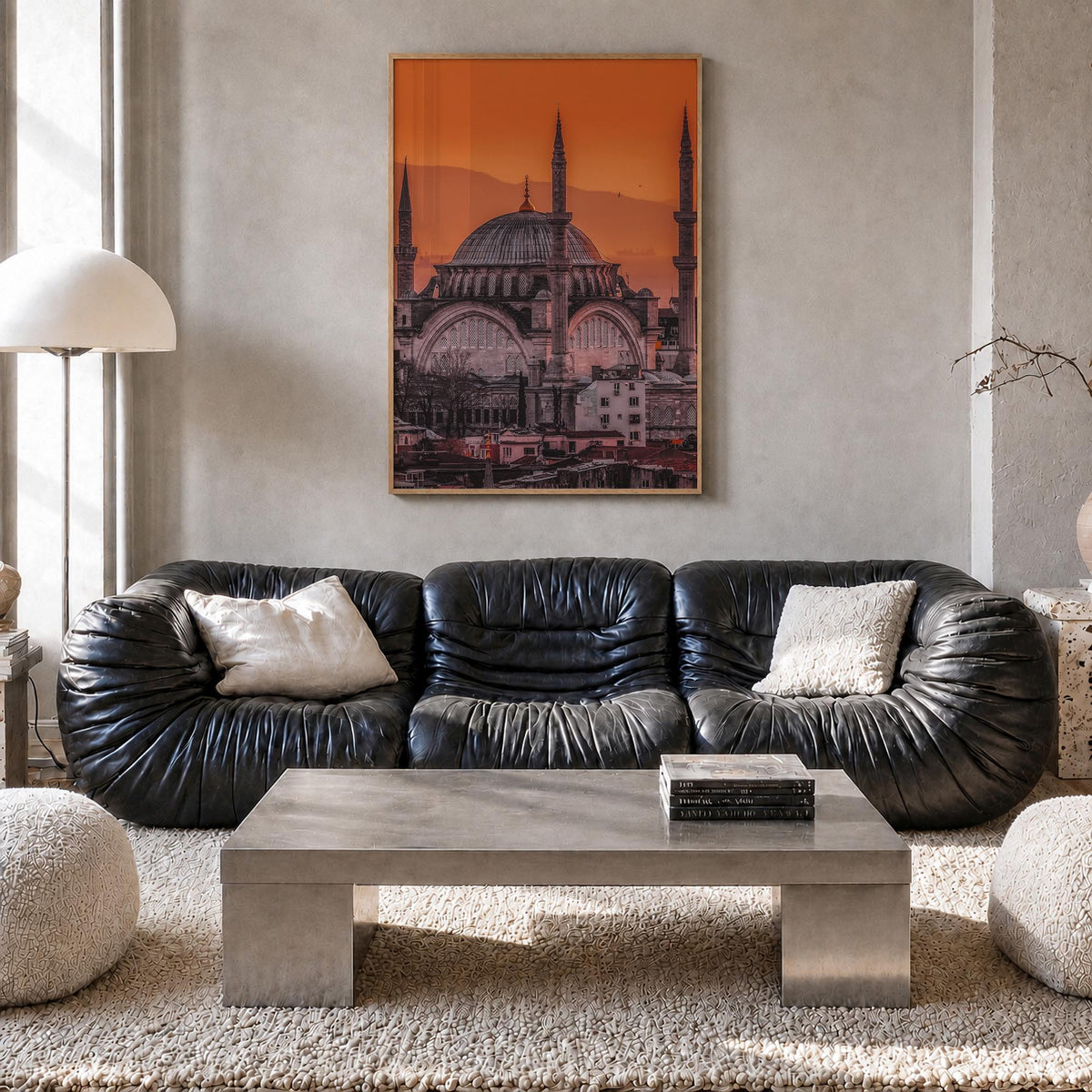 Istanbul no. 1 colorful photo poster of Türkiye – vertical wall art in natural wood frame, hanging on wall