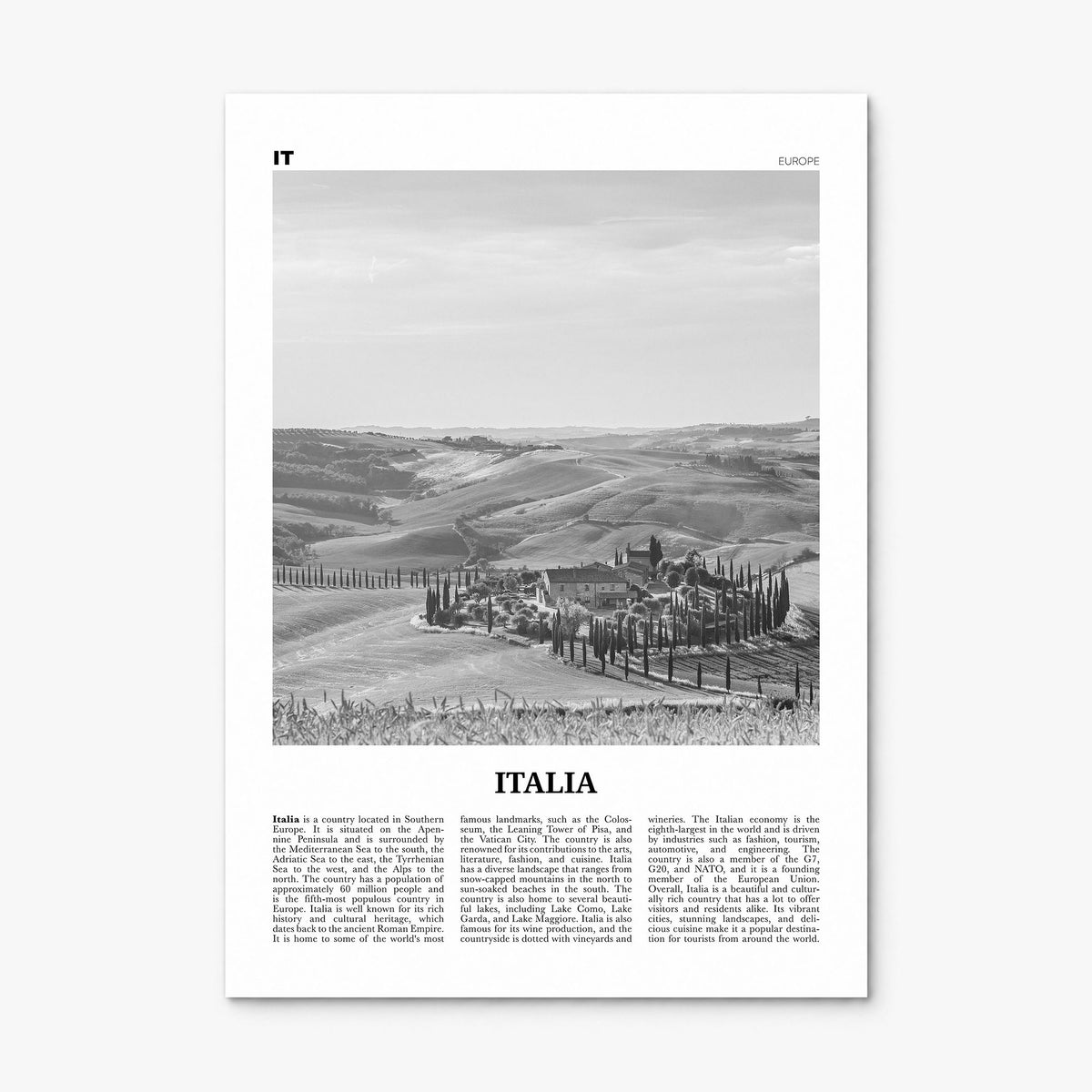 Italia Newspaper Poster, print only (unframed)