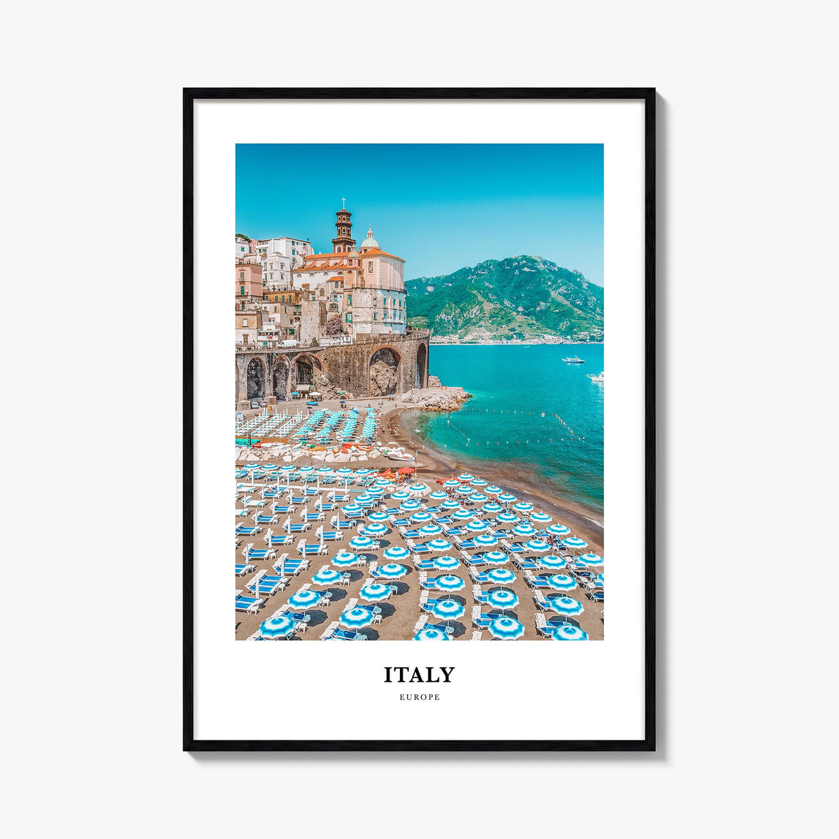 Italy colorful classic poster of Europe – vertical wall art, unframed print shown in interior mockup