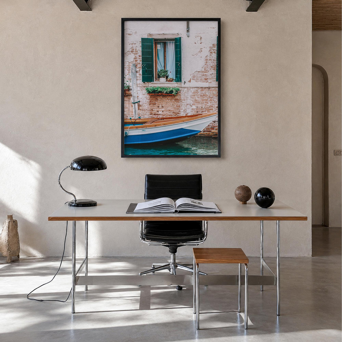 Italy no. 3 colorful photo poster of Europe – vertical wall art in black wood frame, hanging on wall