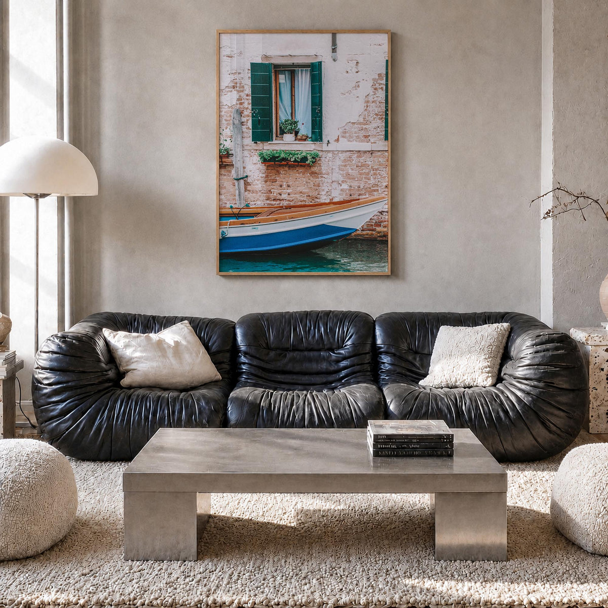 Italy no. 3 colorful photo poster of Europe – vertical wall art in natural wood frame, hanging on wall