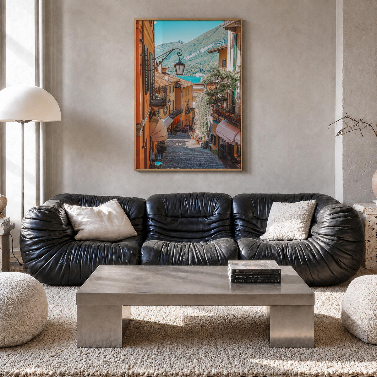 Italy no. 6 colorful photo poster of Europe – vertical wall art in natural wood frame, hanging on wall